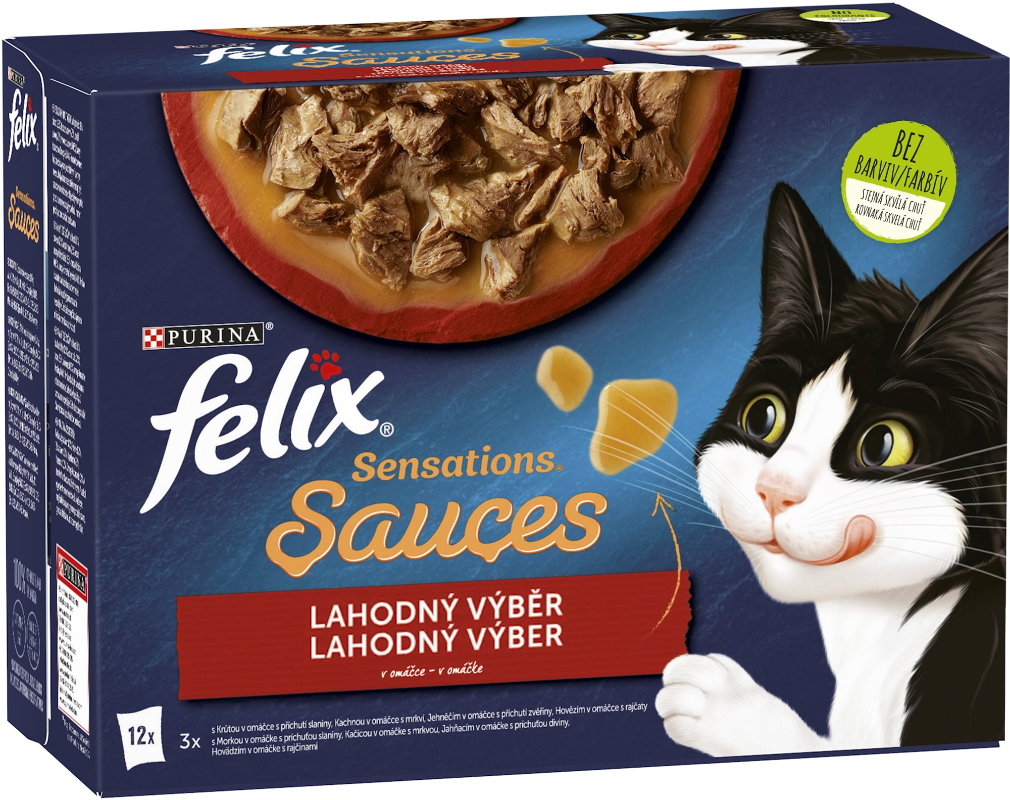 Felix Sensations Sauces kapsičky pre mačky hovädzie, jahňacie, morka, kačica v omáčke 12x 85 g
