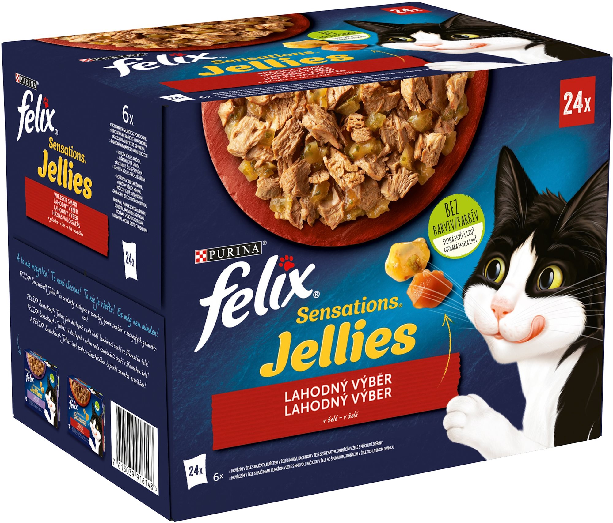 Felix Sensations Jellies kapsičky pre mačky hovädzie, kura, kačica, jahňacie v želé 24x 85 g