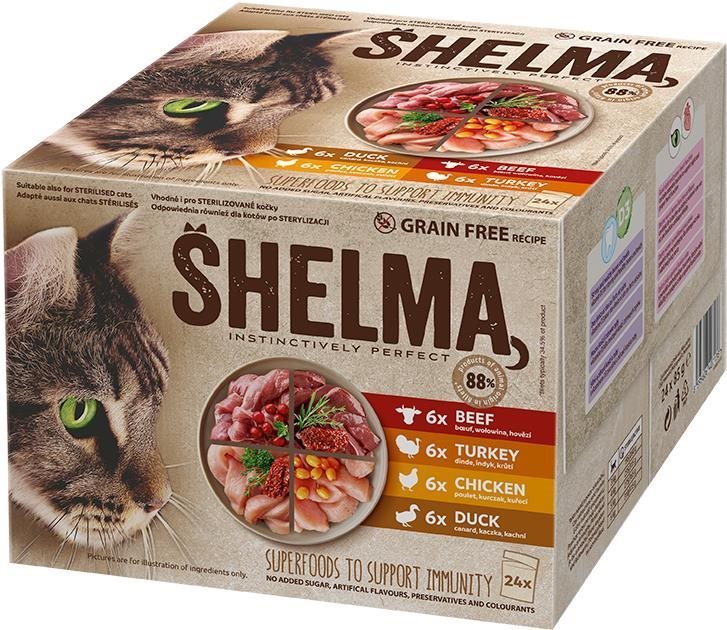 Shelma dusené filetky bez obilnín mäsový výber 24× 85 g