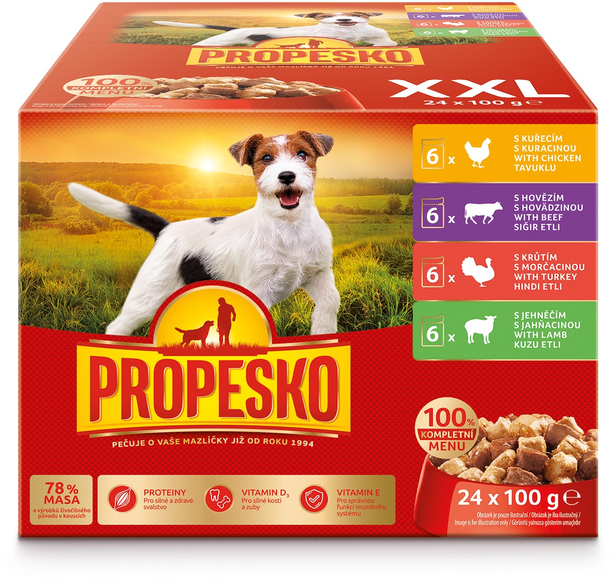 Propesko Kapsička kuracie, hovädzie, morčacie, jahňacie 24 × 100 g