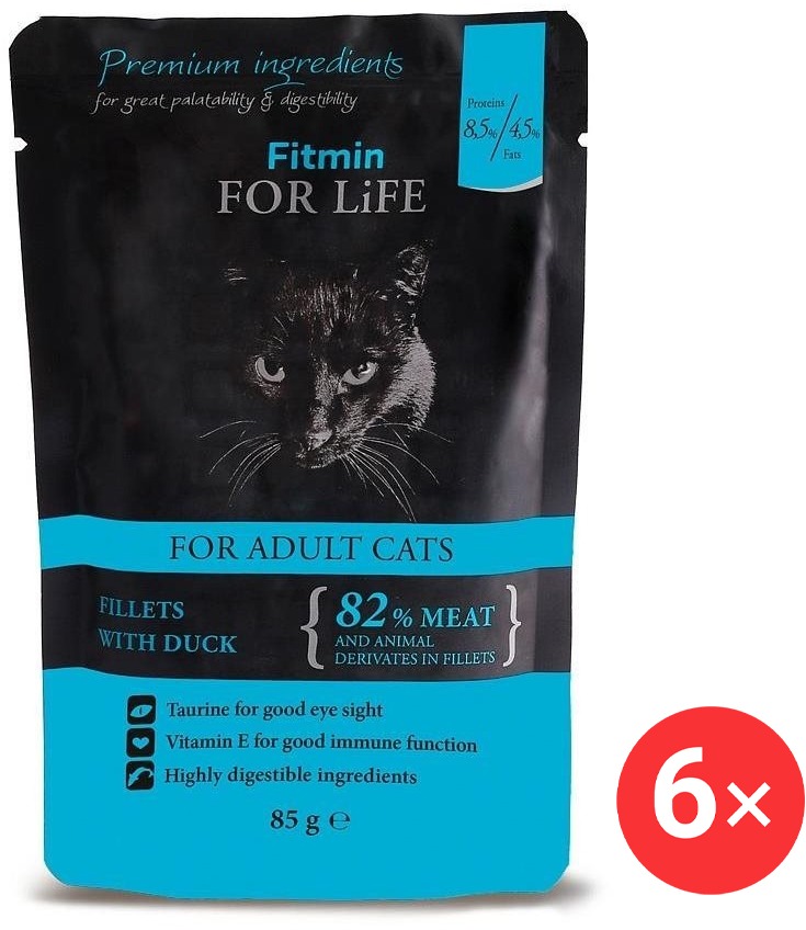 Fitmin For Life Kačacie vrecko pre mačky 6× 85 g