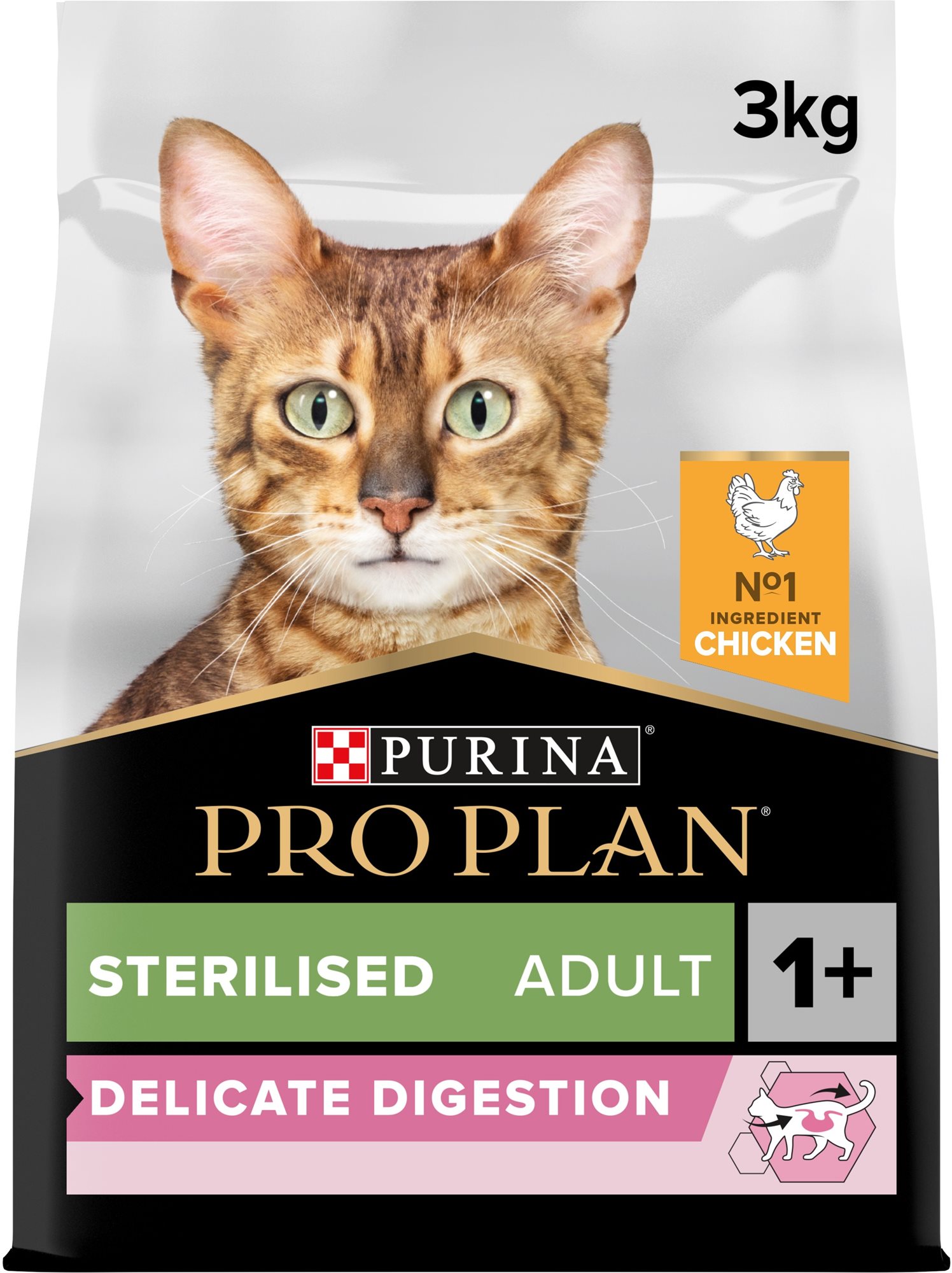 PRO PLAN Adult Sterilised Delicate Digestion granuly pre mačky kura 3 kg