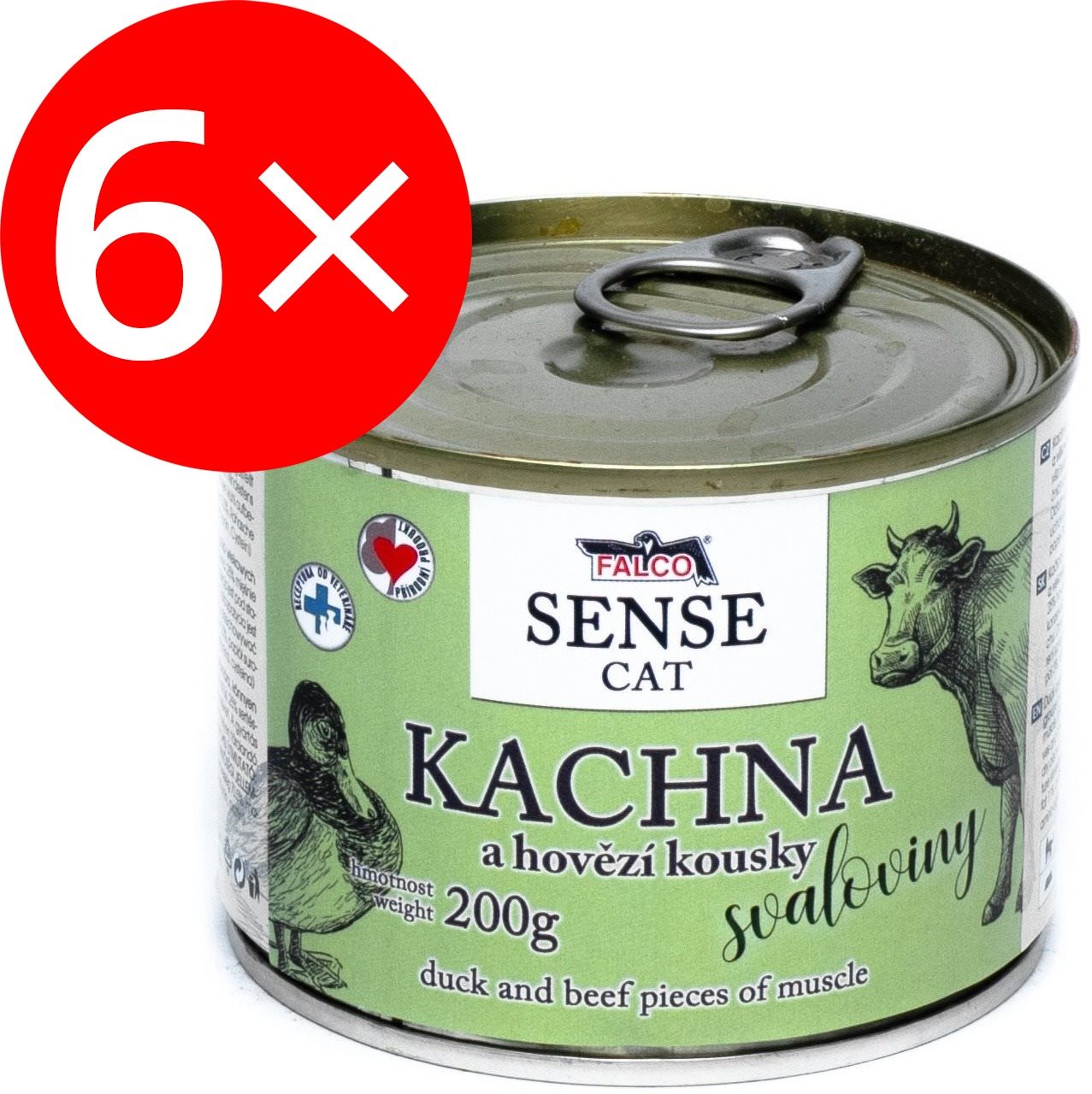 Falco Sense Cat kačka a hovädzie 200 g 6 ks