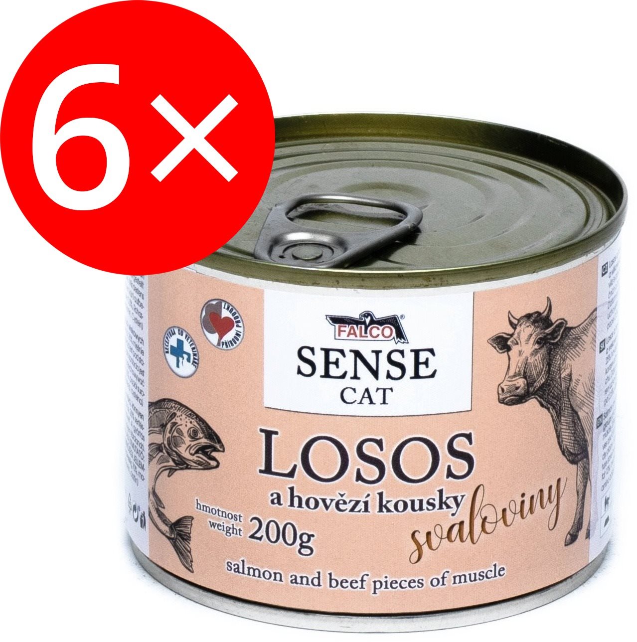 Falco Sense Cat losos a hovädzie 200 g 6 ks
