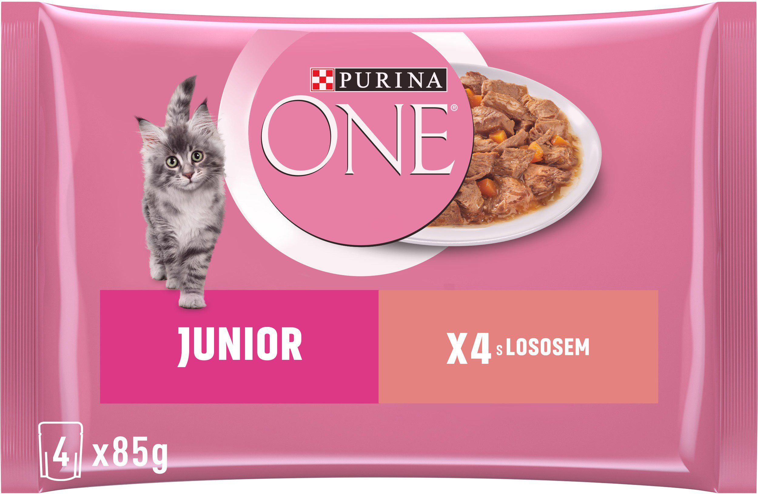 Purina ONE Junior kapsičky pre mačiatka losos v šťave 4x 85 g