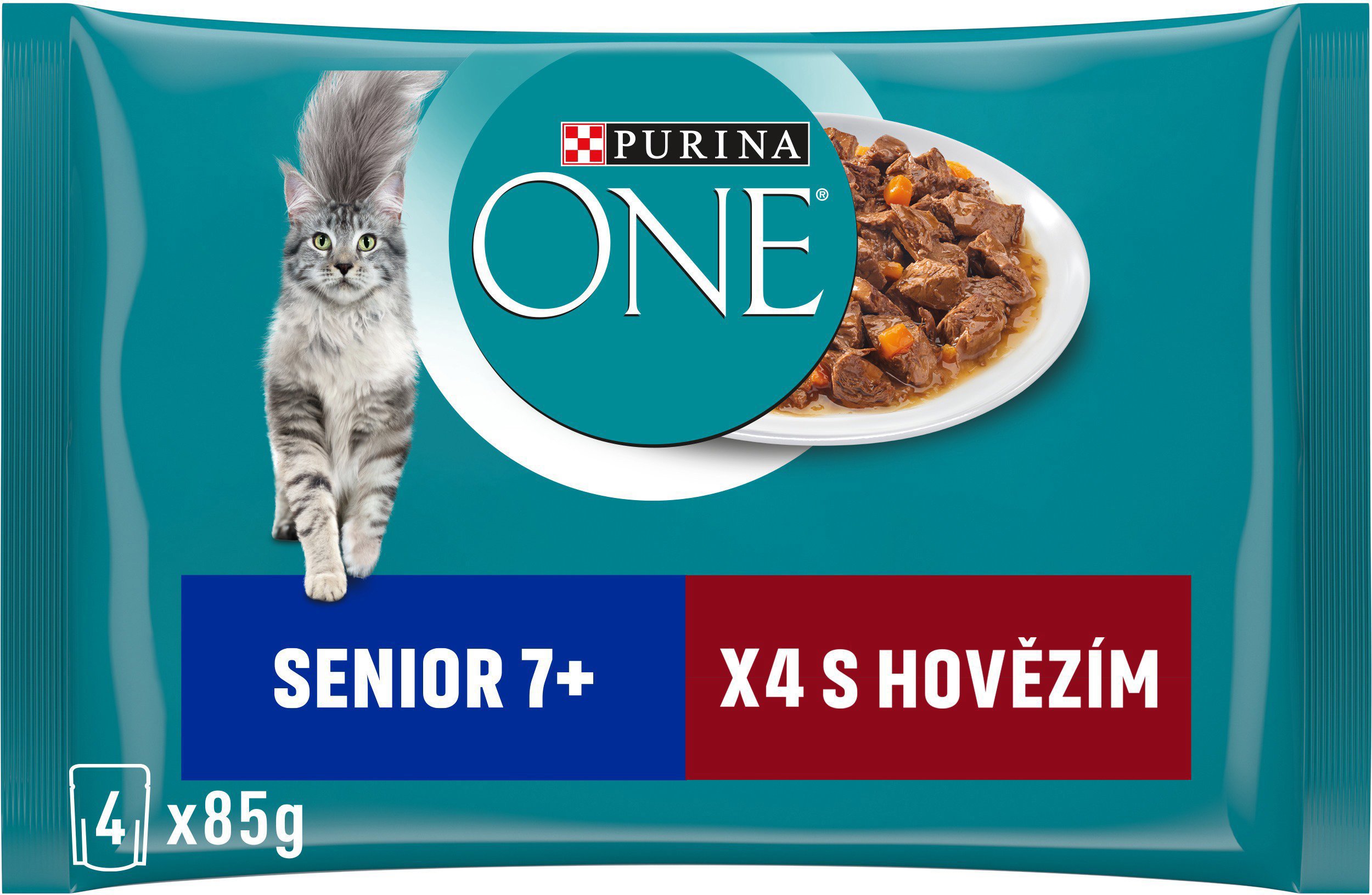Purina ONE Senior kapsičky pre mačky hovädzie 4x 85 g