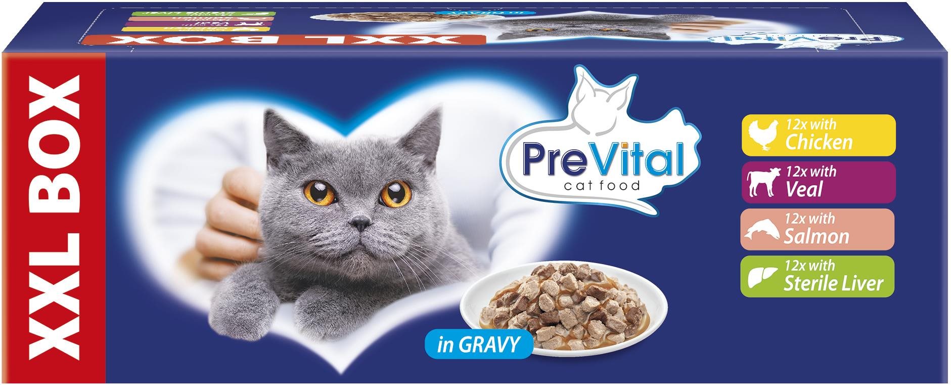 Prevital XXL Box mäsový výber v omáčke 48× 100 g