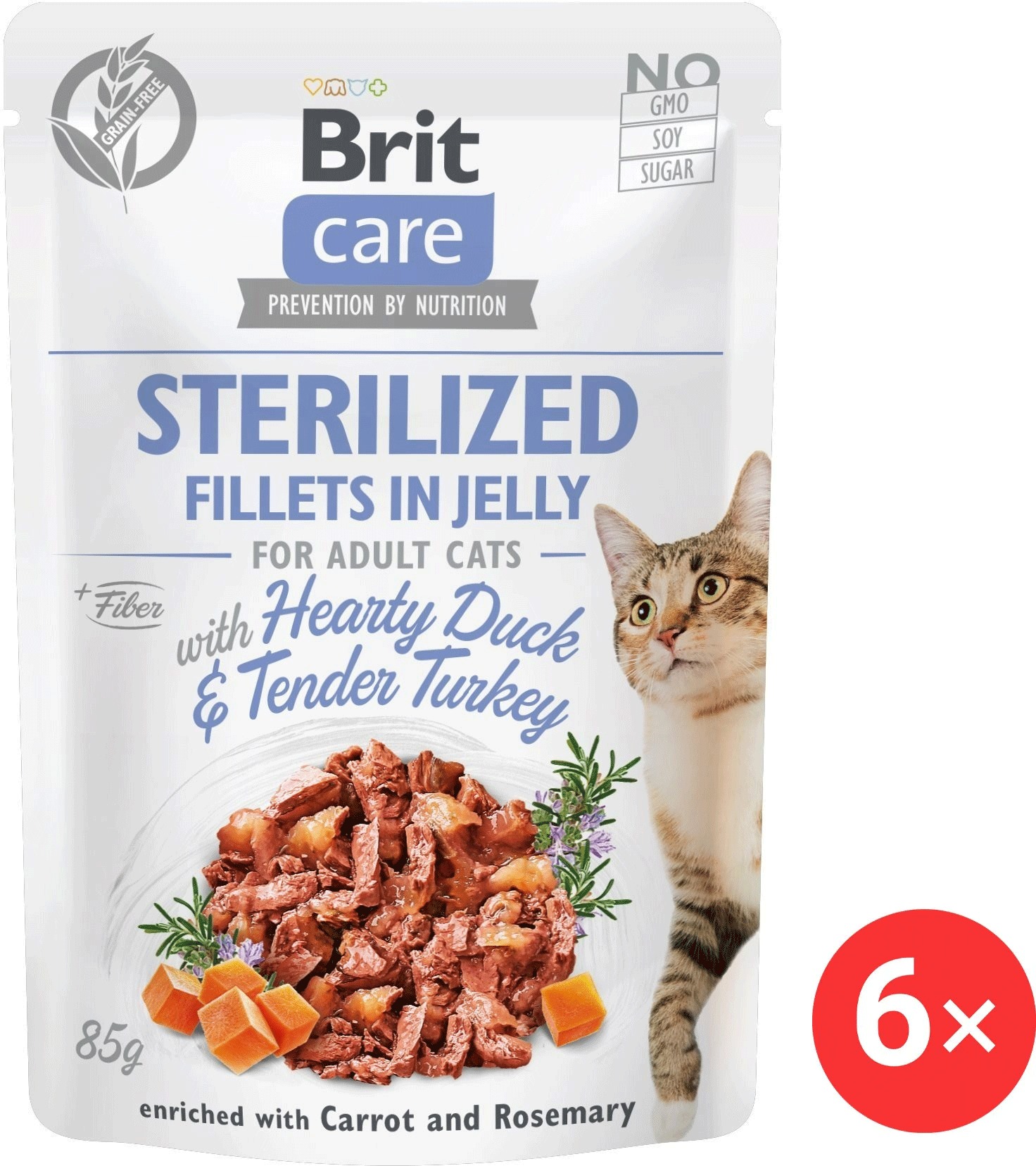 Brit Care Cat Sterilized Fillets in Jelly with Hearty Duck & Tender Turkey 6× 85 g