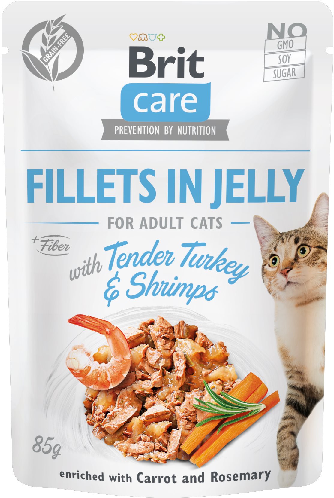 Brit Care Cat Fillets in Jelly with Tender Turkey & Shrimps 85 g