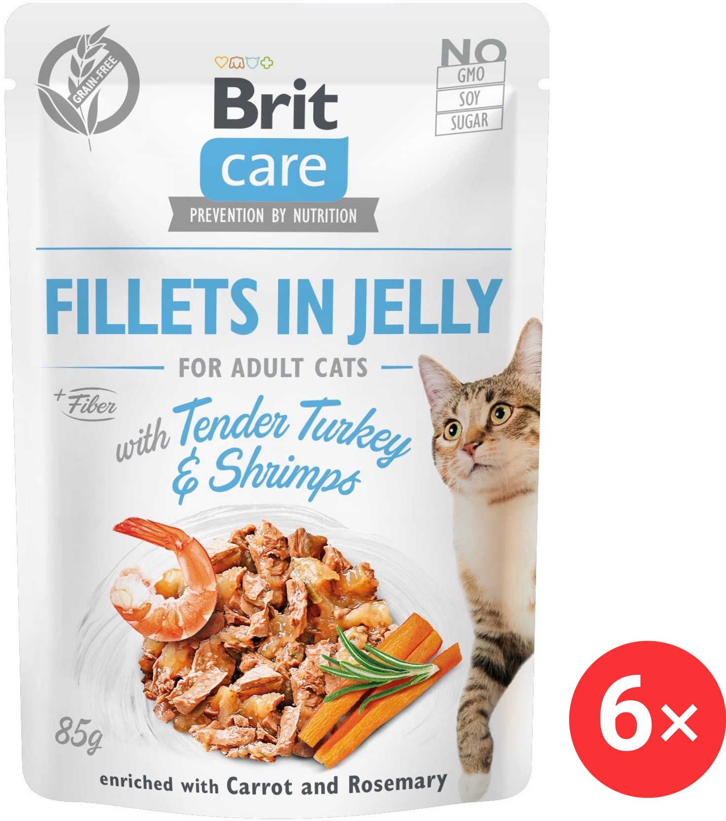 Brit Care Cat Fillets in Jelly with Tender Turkey & Shrimps 6× 85 g