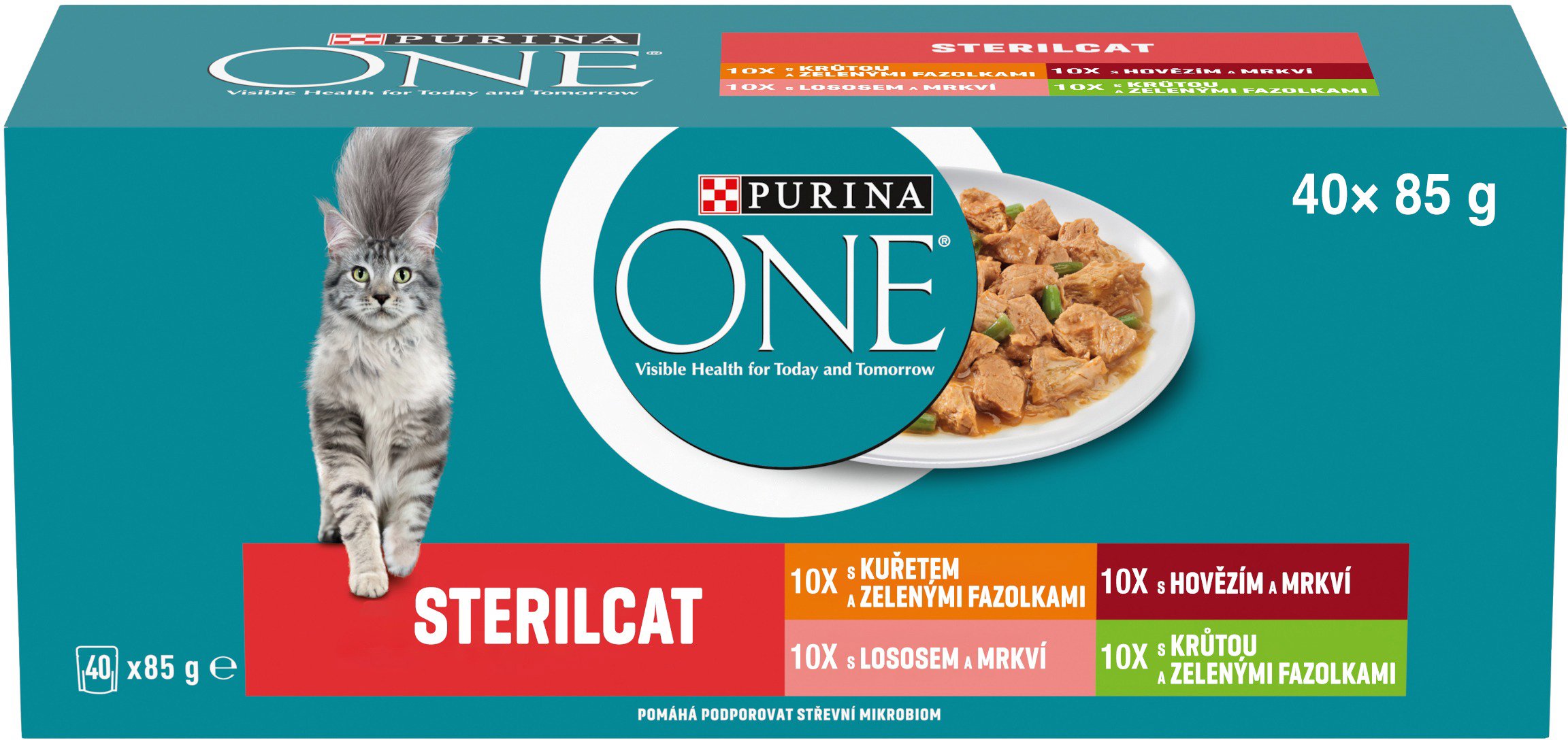 Purina ONE Sterilised kapsičky pre mačky hovädzie, kura, losos, morka v šťave 40× 85 g