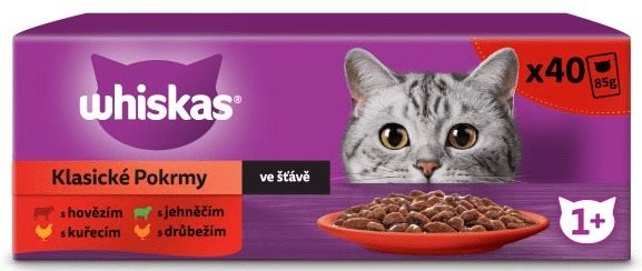 Whiskas kapsičky klasický výber v šťave pre dospelé mačky 40 × 85 g