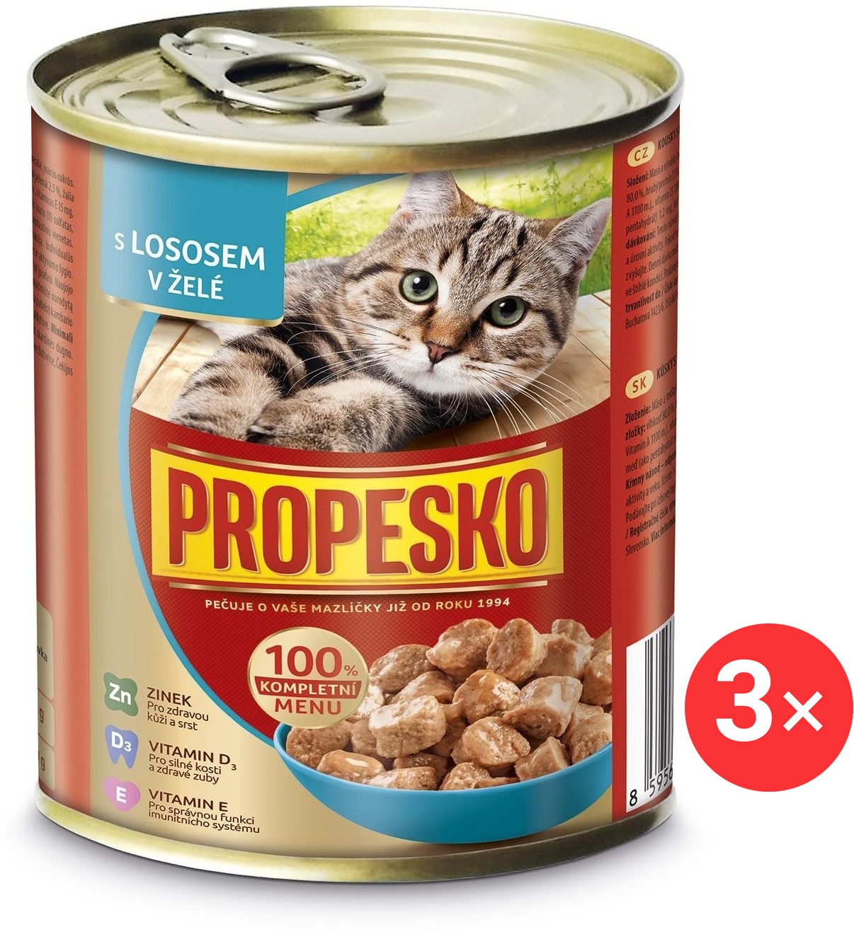 Propesko konzerva pre mačky s lososom v želé 3× 830 g
