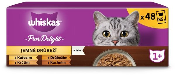 Whiskas Pure Delight kapsičky hydinový výber v želé pre dospelé mačky 48× 85 g