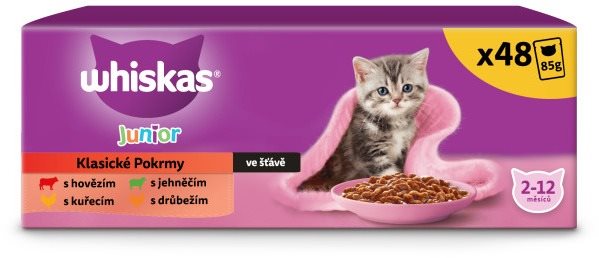 Whiskas kapsičky Klasický výber v šťave pre mačiatka 48× 85 g