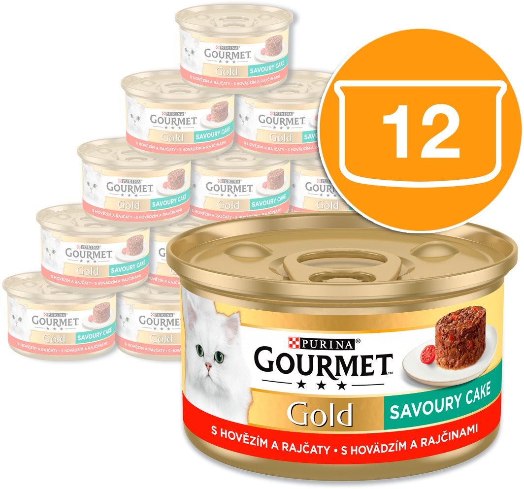 Gourmet Gold Savoury Cake konzervy pre mačky hovädzie 12× 85 g