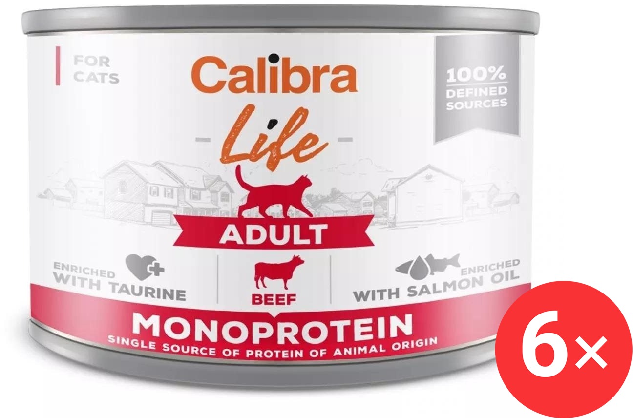 Calibra Cat Life konzerva pre dospelé mačky s hovädzinou 6× 200 g