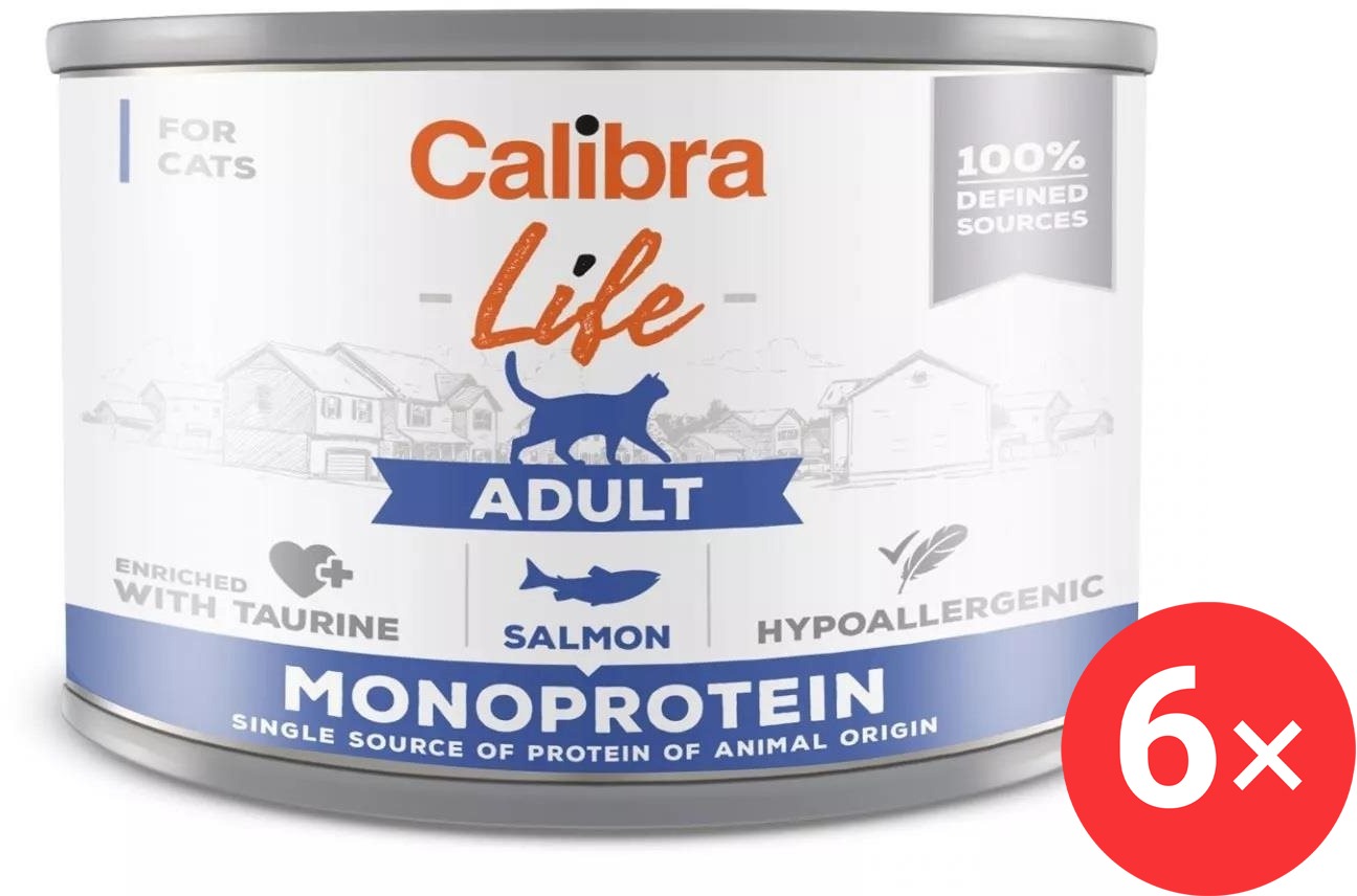 Calibra Cat Life konzerva pre dospelé mačky s lososom 6× 200 g