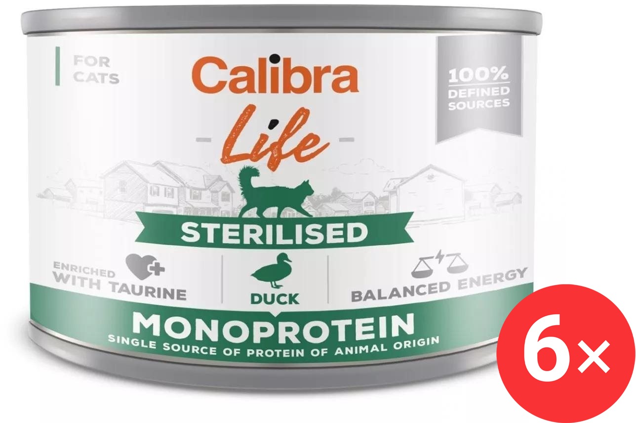 Calibra Cat Life konzerva pre kastrované mačky s kačacinou 6× 200 g