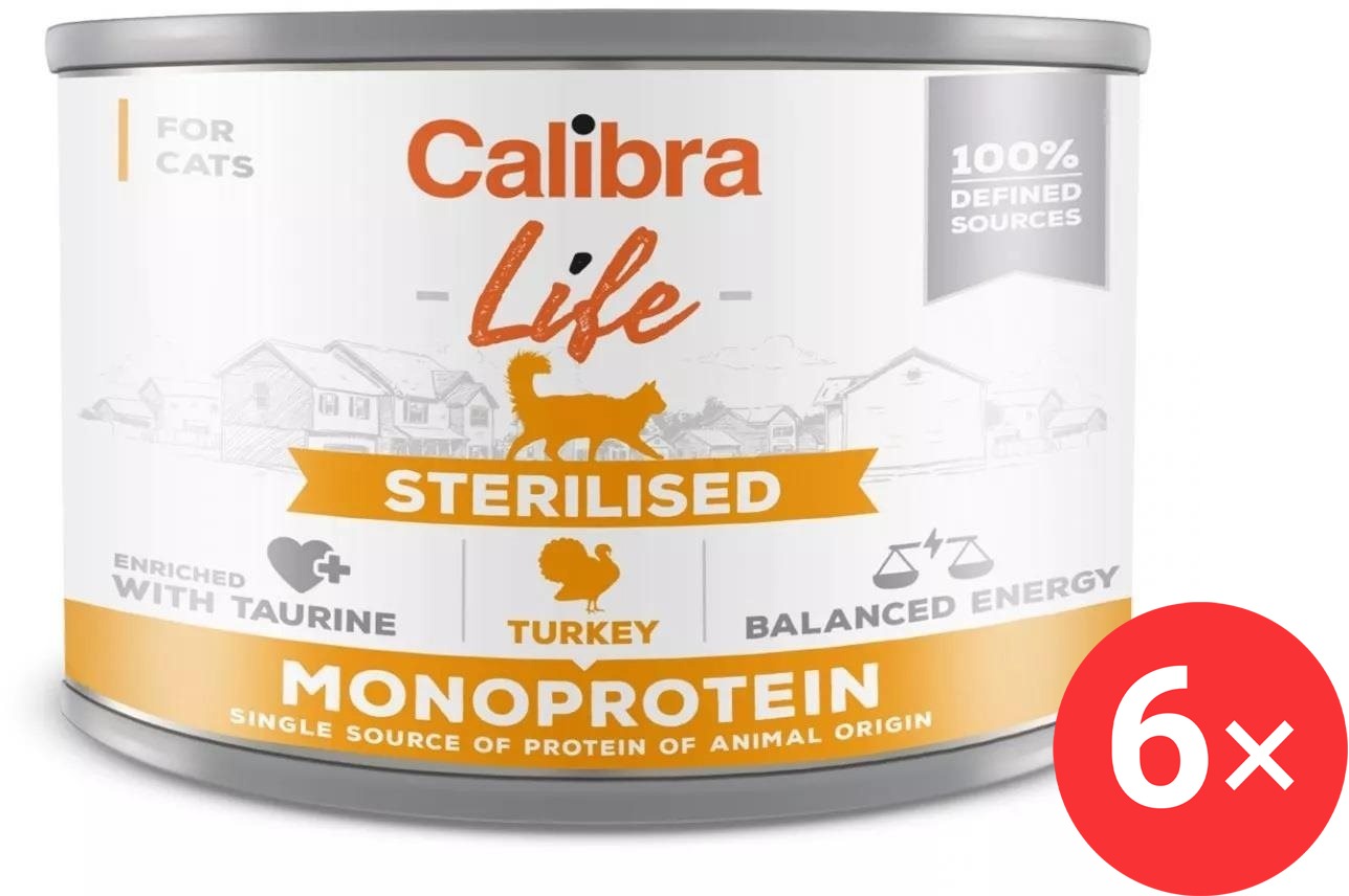 Calibra Cat Life konzerva pre kastrované mačky s morčacinou 6× 200 g