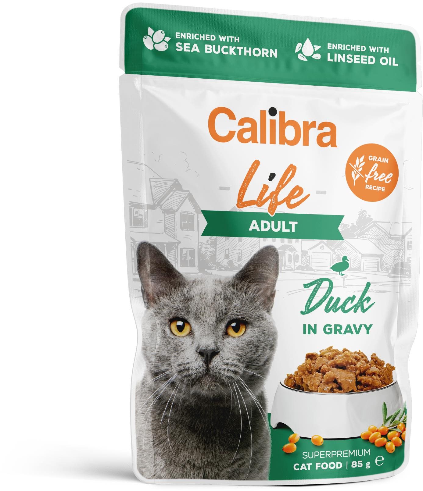 Calibra Cat Life kapsička pre dospelé mačky s kačacím v omáčke 85 g
