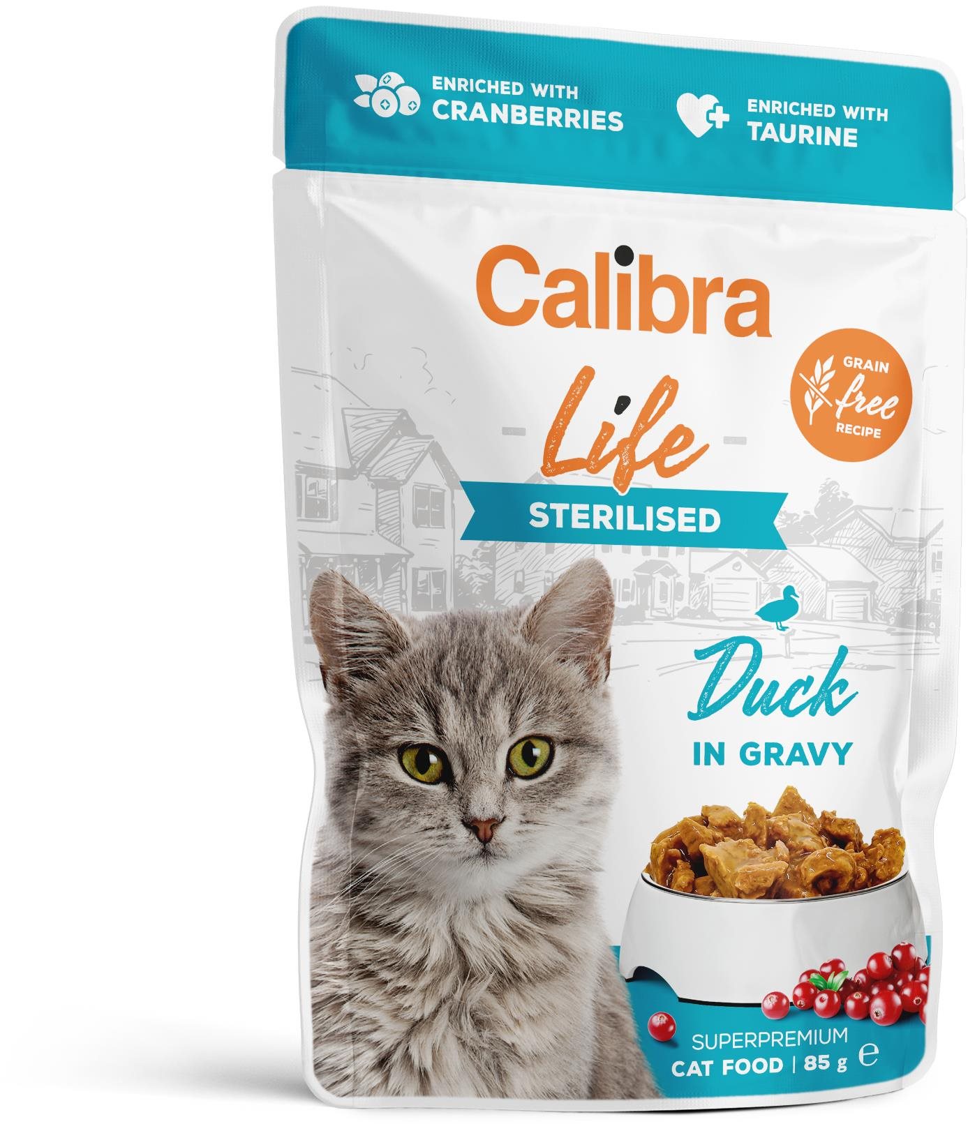 Calibra Cat Life kapsička pre kastrované mačky s kačacím v omáčke 85 g