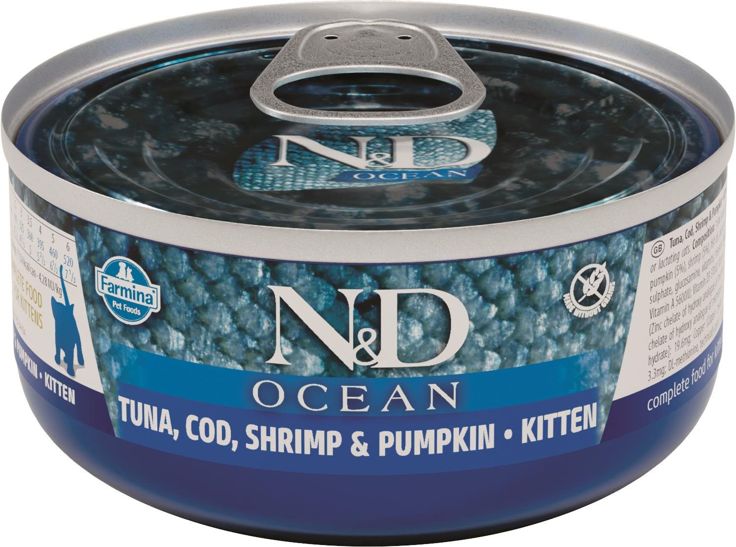 N&D Ocean Cat Kitten Tuna & Cod & Shrimp & Pumpkin 70 g