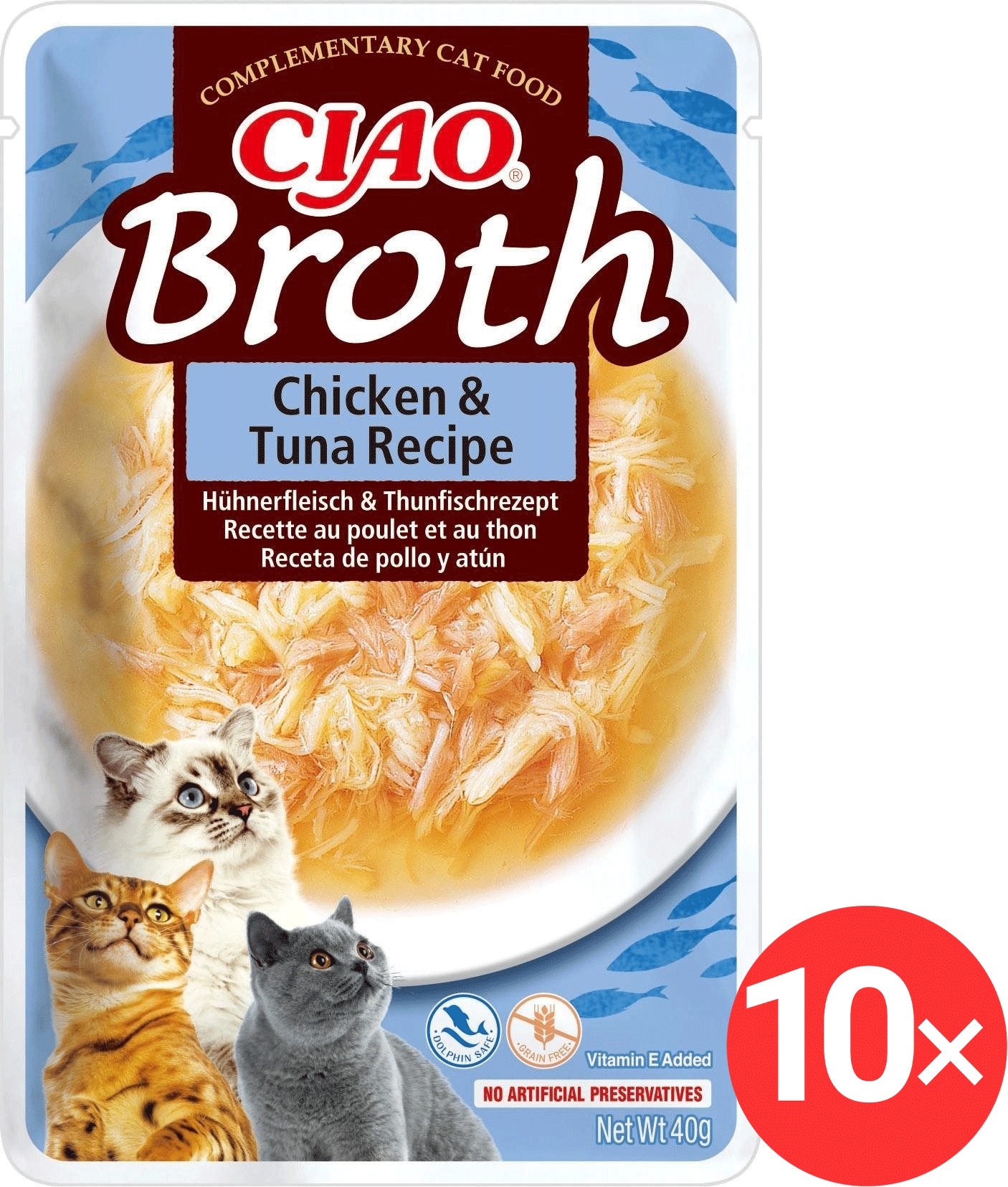 Ciao Churu Cat Broth Vývar kuracia a tuniaková receptúra 10× 40 g