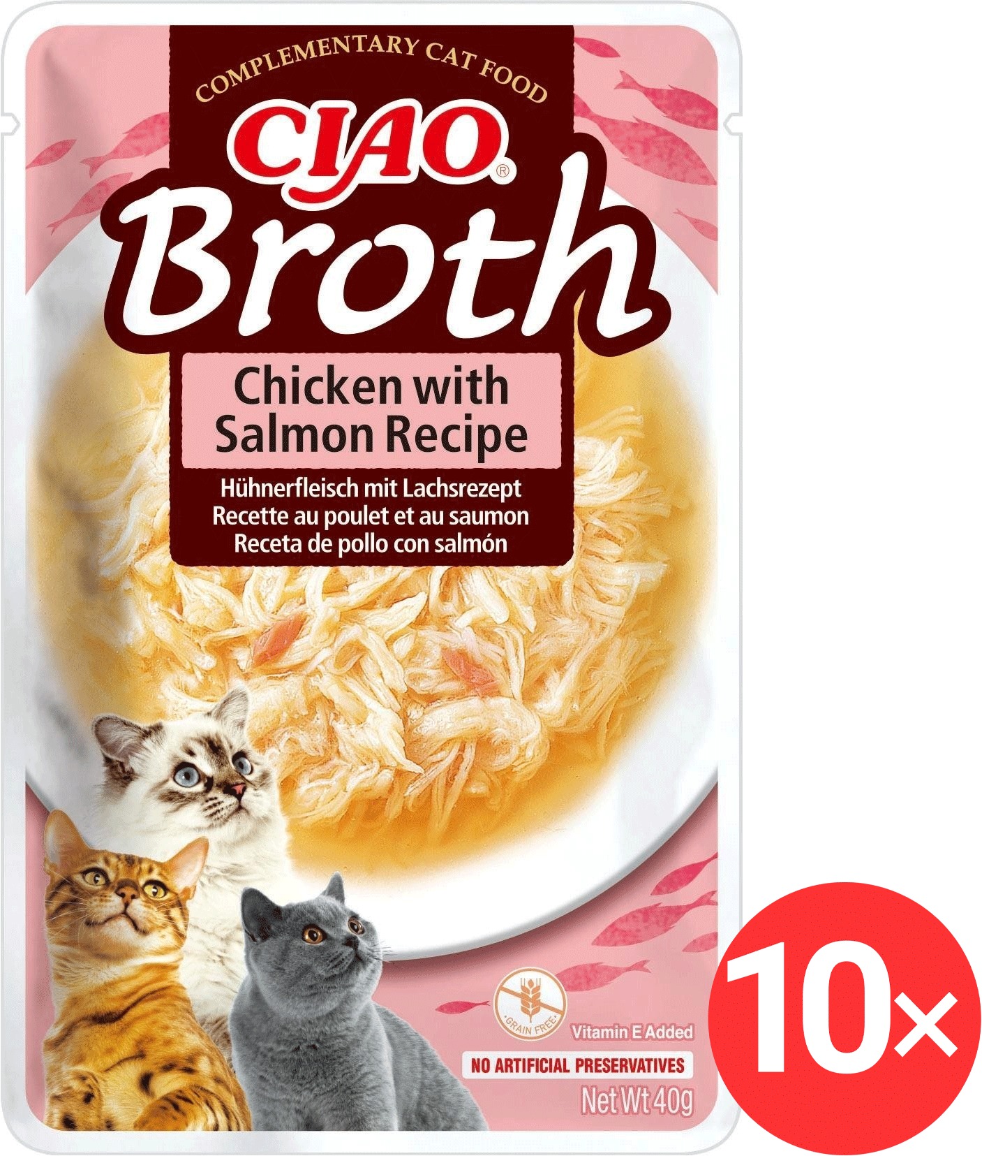 Ciao Churu Cat Broth Vývar kurací a lososová receptúra 10× 40 g