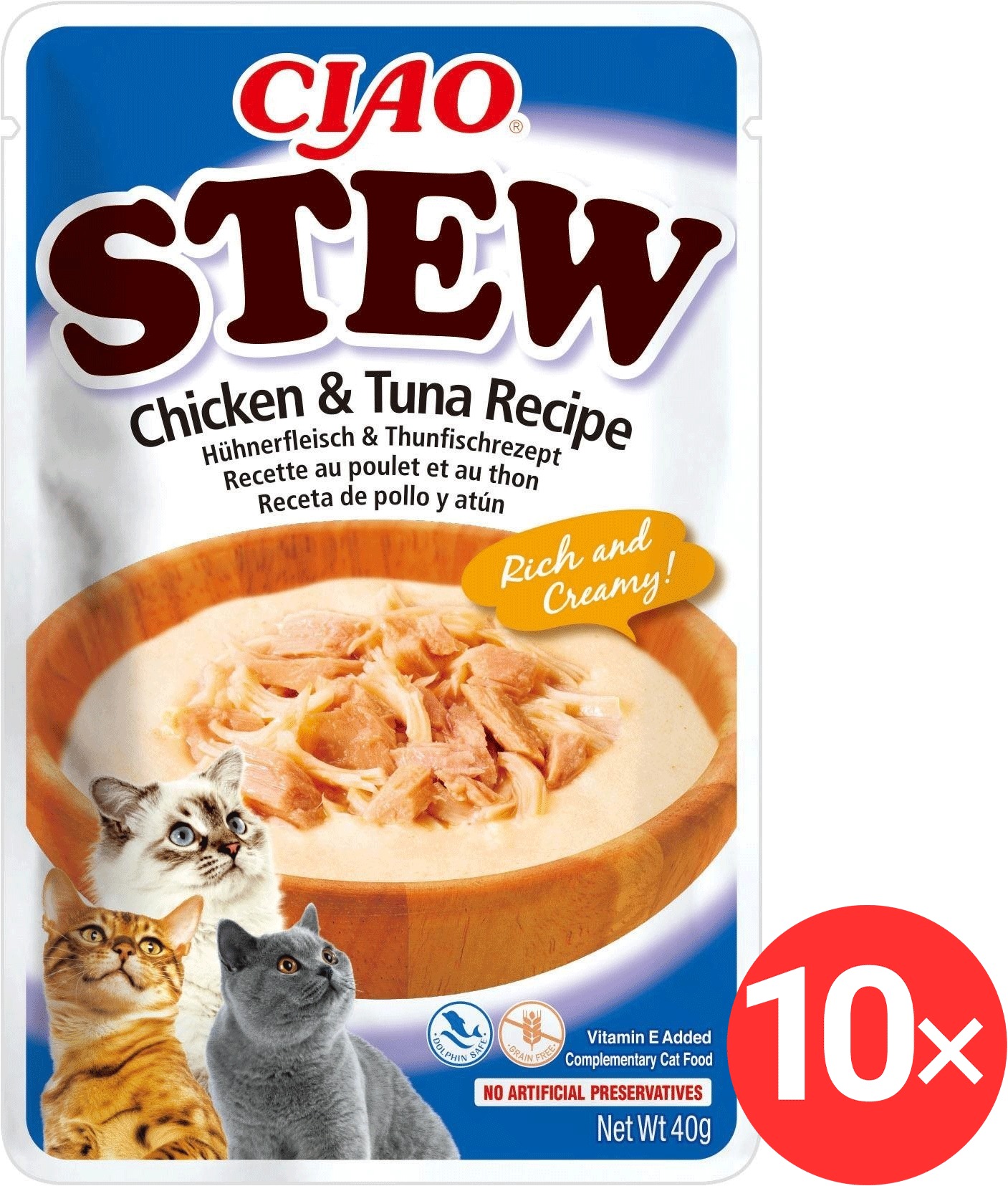 Ciao Churu Cat Stew kuracia a tuniakova receptúra 10× 40 g
