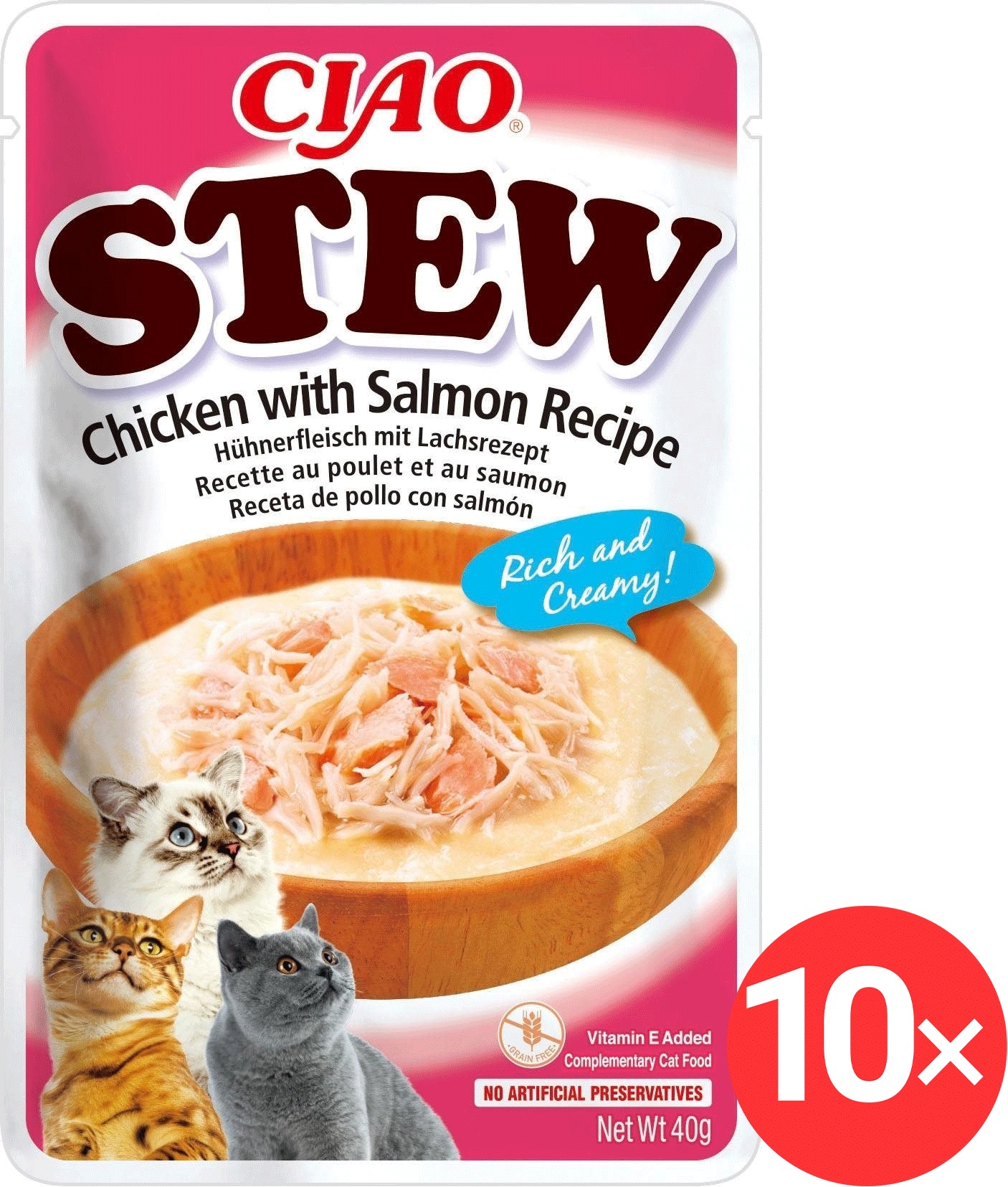 Ciao Churu Cat Stew kuracia a lososová receptúra 10× 40 g