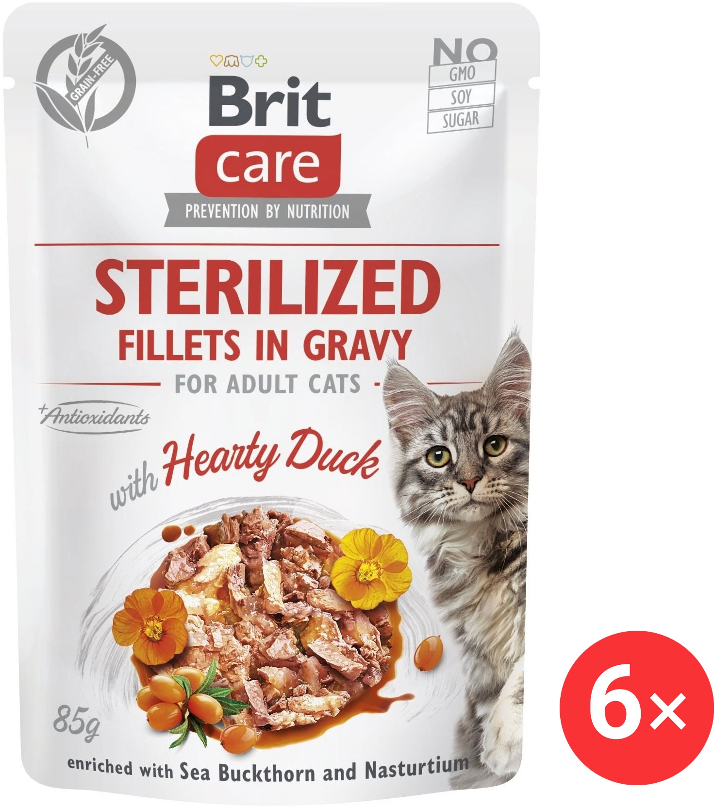 Brit Care Cat Sterilized Fillets in Gravy with Hearty Duck 6× 85 g