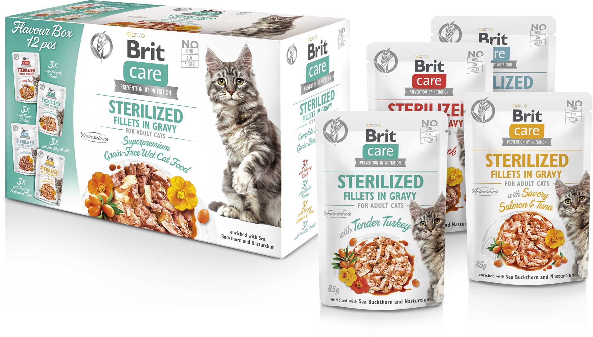 Brit Care Cat Flavour box Sterilized Fillet in Gravy, 12× 85 g