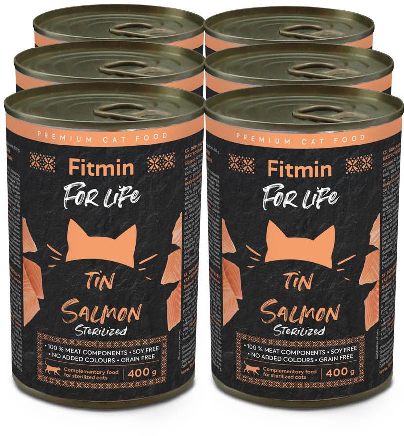 Fitmin for Life Lososová konzerva pre kastrované mačky 6× 400 g