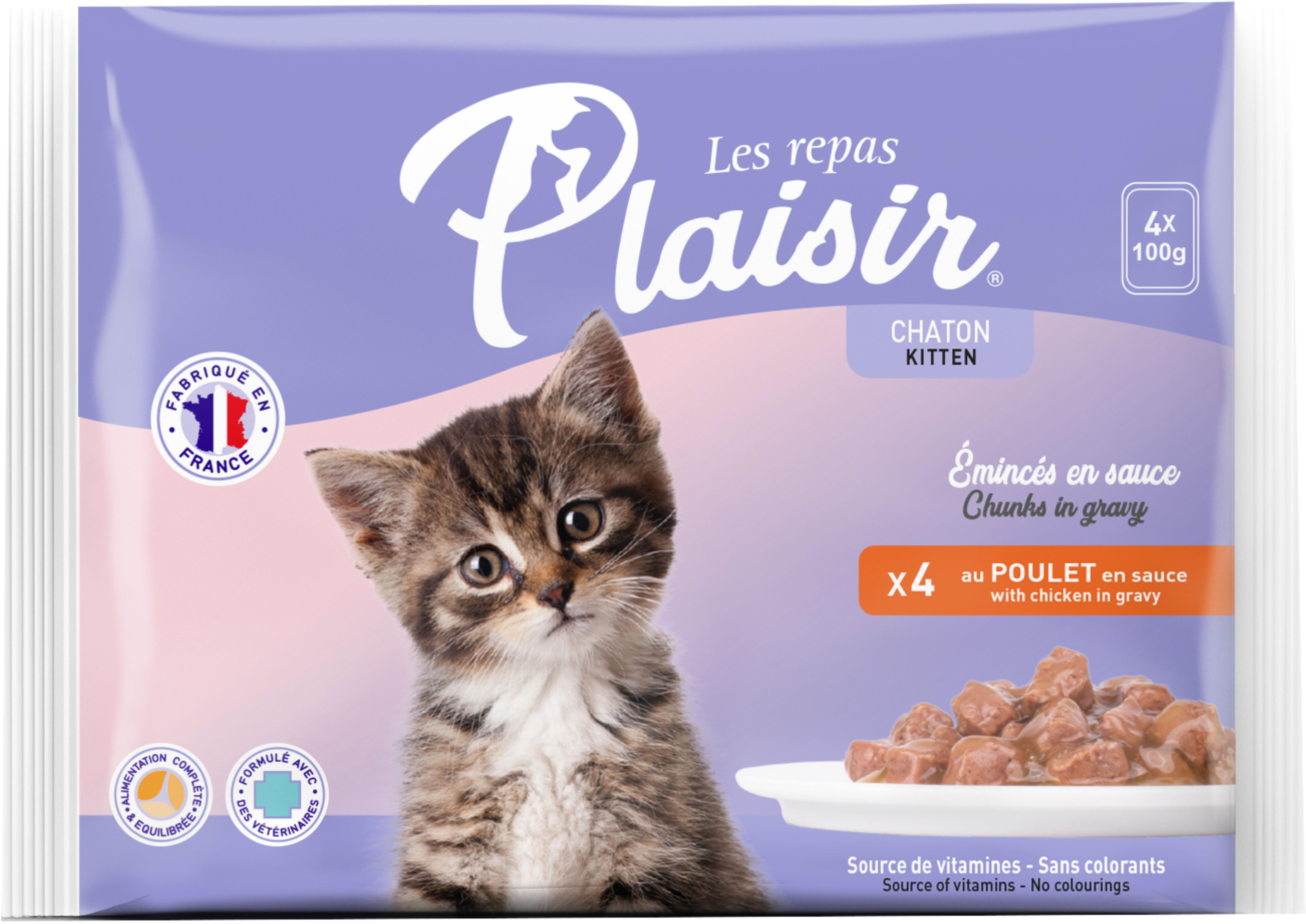 Plaisir cat MULTIPACK Kitten s kuracím 4 × 100 g