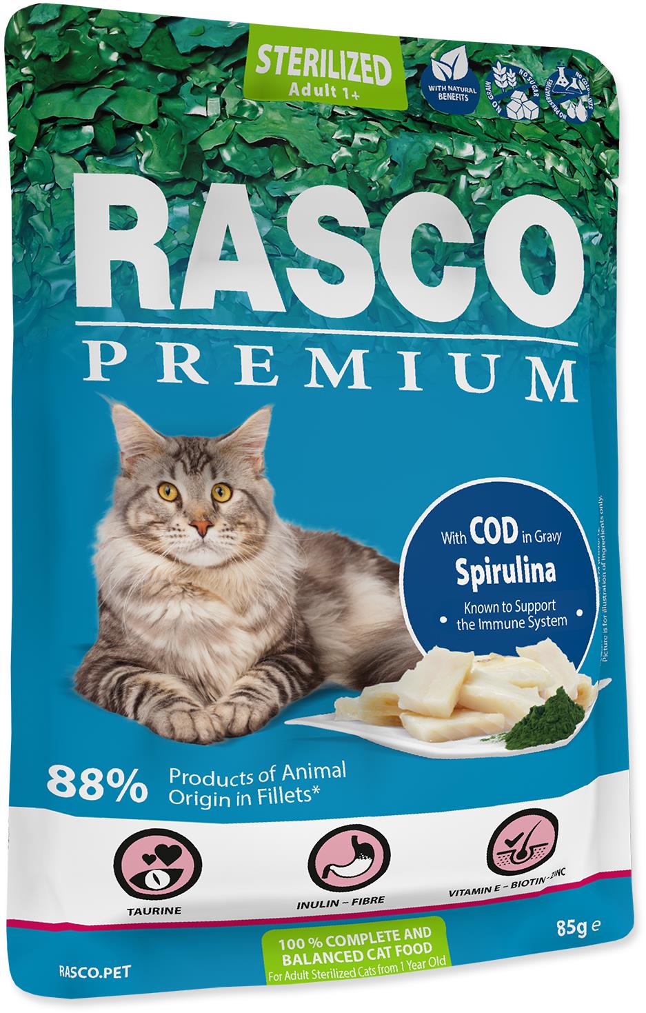 Rasco Kapsička Premium Sterilized treska so spirulinou 85 g