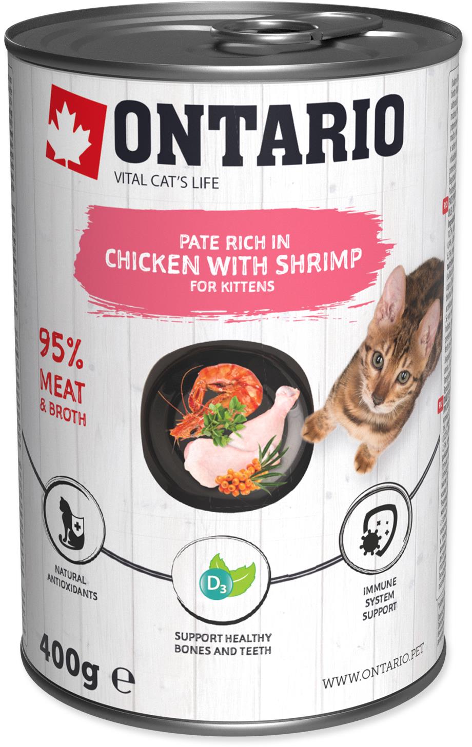 Ontario Konzerva Kitten kuracie paté s krevetami 400 g
