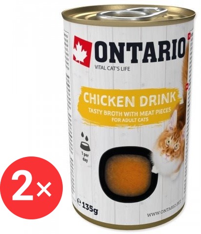Ontario Drink Vývar pre mačky kurací 2× 135 g