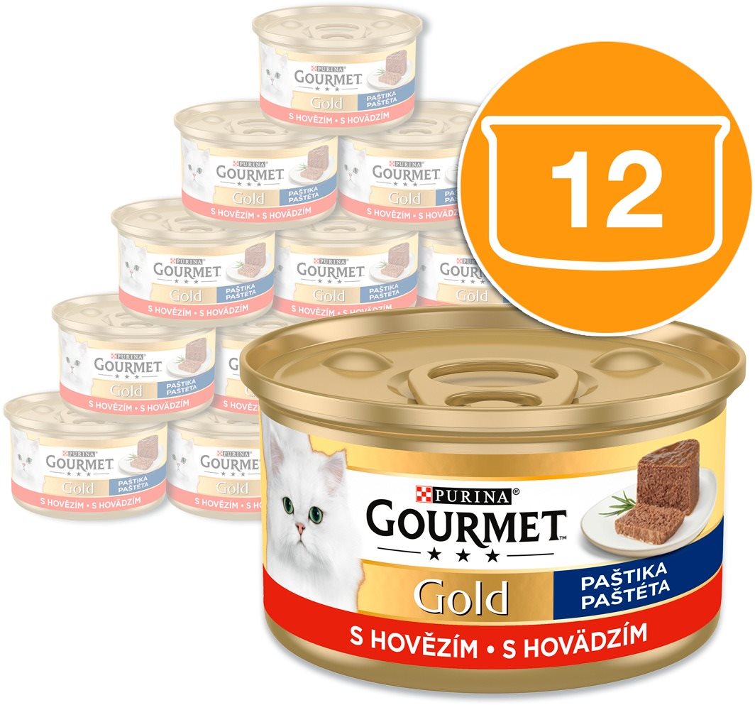 Gourmet Gold konzervy pre mačky hovädzia paštéta 12× 85 g