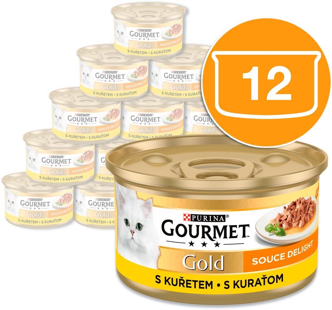 Gourmet Gold Sauce Delight konzervy pre mačky kura v omáčke 12× 85 g