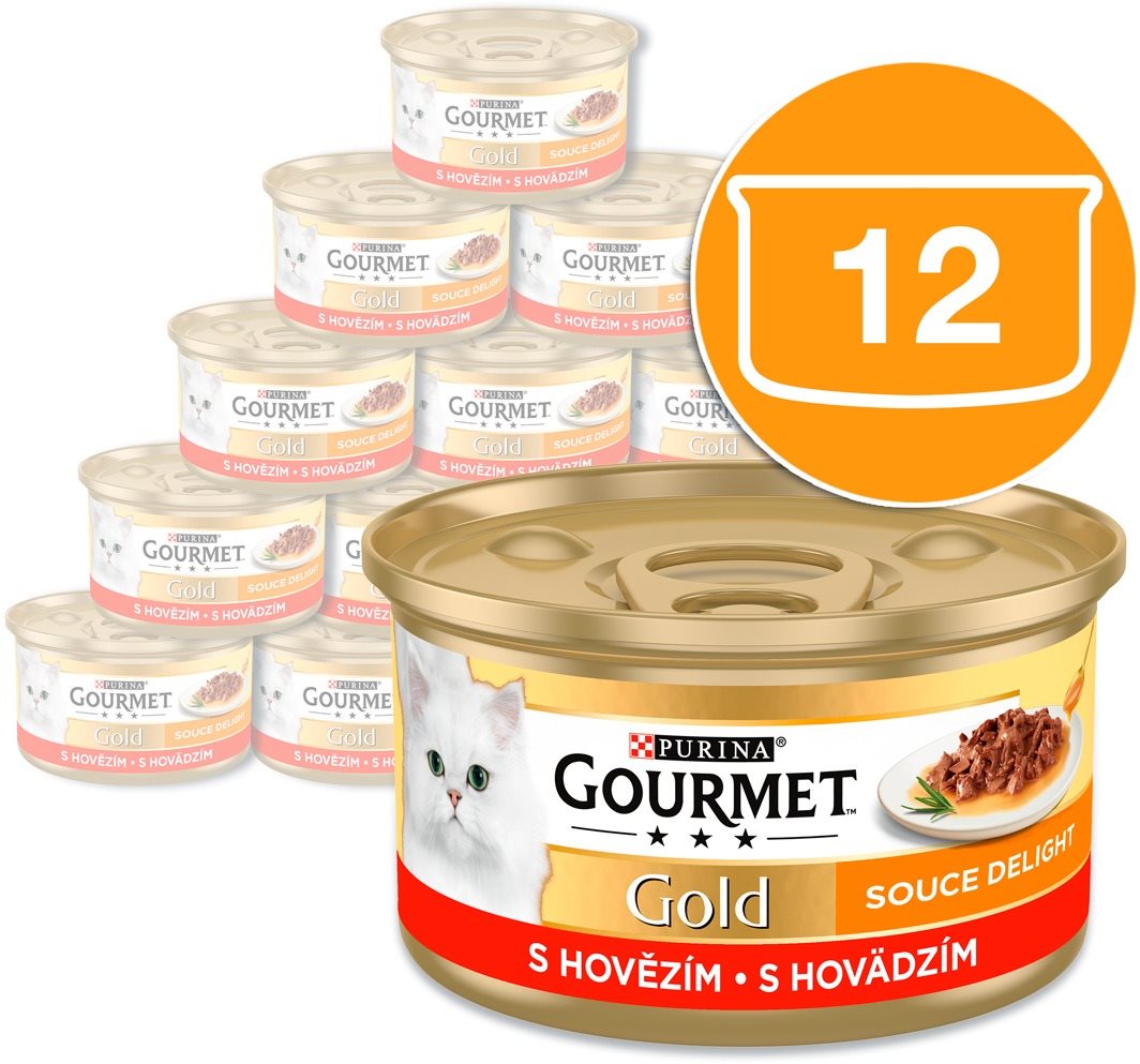 Gourmet Gold Sauce Delight konzervy pre mačky hovädzie v omáčke 12× 85 g