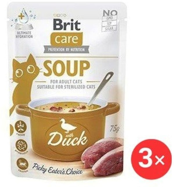 Brit Care Cat Polievka s kačicou 3 × 75 g