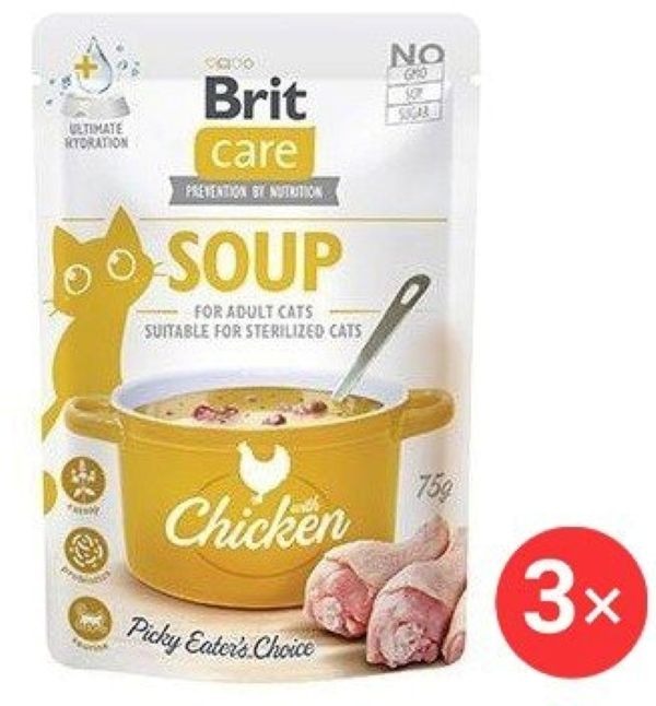 Brit Care Cat Polievka s kuracím 3 × 75 g