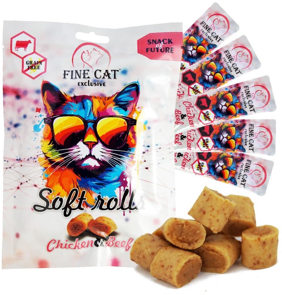 Fine Cat Exclusive soft roll desiata pre mačky kuracie s hovädzím 5 × 10 g