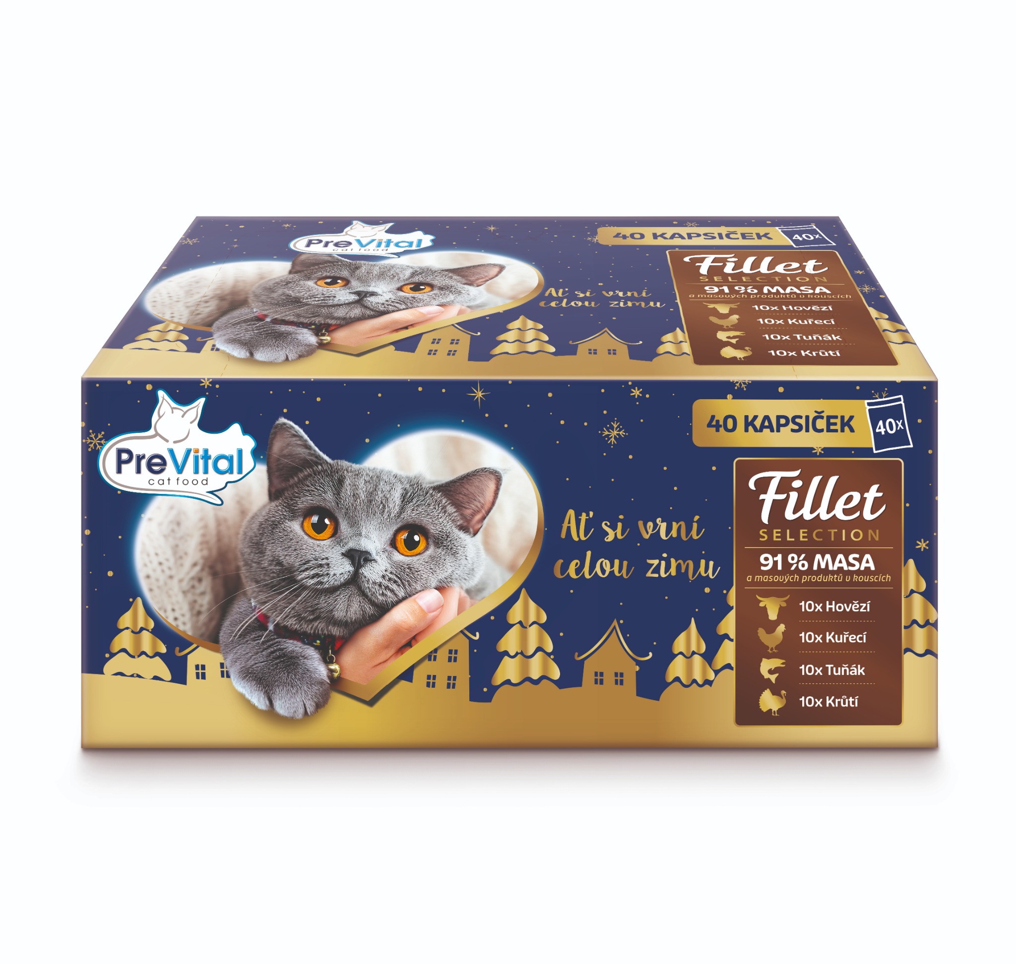 PreVital Fillet Selection mix mäsa a rýb v omáčke a v želé 40 × 85 g
