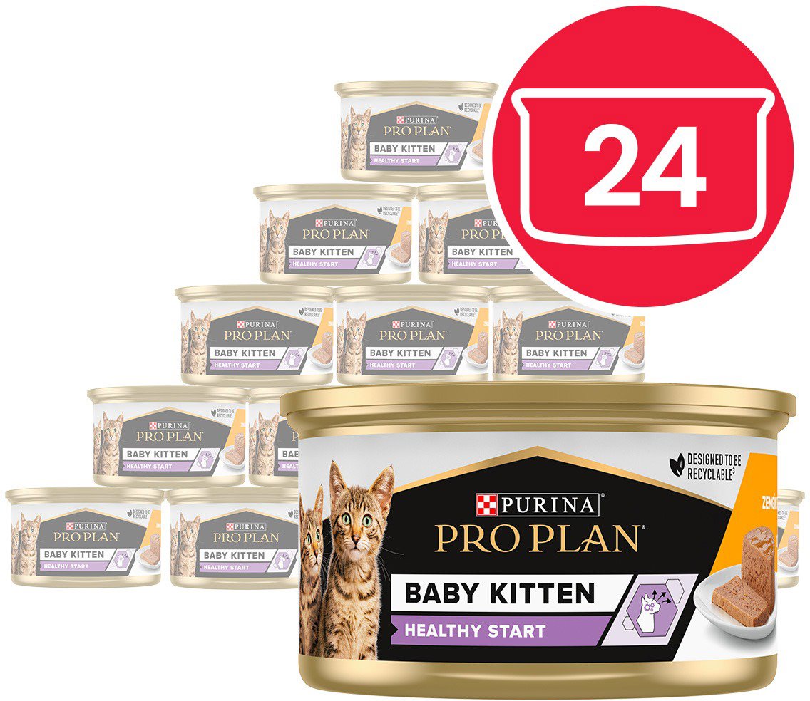 PRO PLAN Baby Kitten Healthy Štart konzervy pre mačiatka kura paštéta 24× 85 g