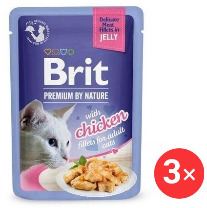 Brit Premium by Nature Cat Delicate Fillets in Jelly with Chicken 3× 85 g