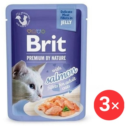 Brit Premium by Nature Cat Delicate Fillets in Jelly with Salmon 3× 85 g