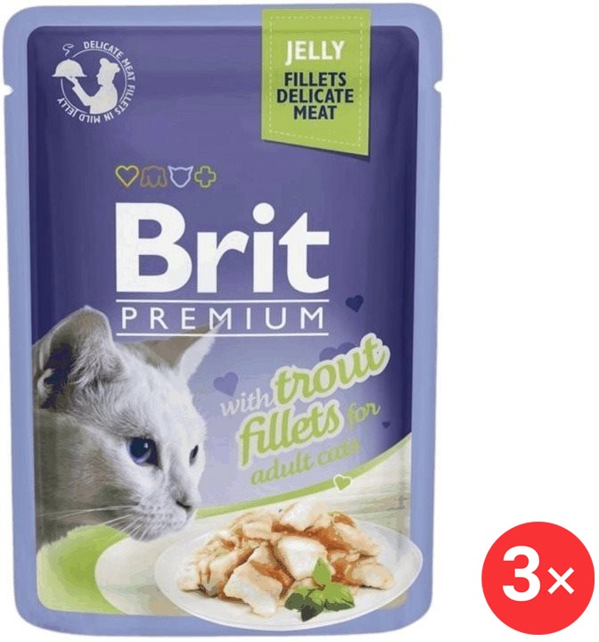 Brit Premium by Nature Cat Delicate Fillets in Jelly with Trout 3× 85 g