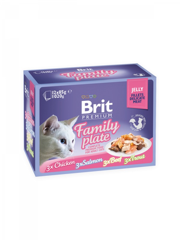 Brit Premium by Nature Cat Delicate Fillets in Jelly Family Plate 1020 g (12× 85 g)